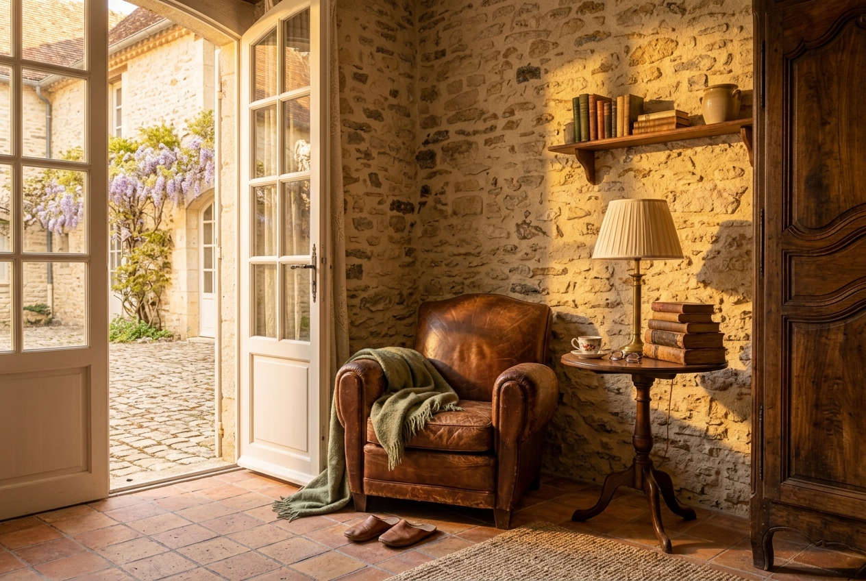 Le coin lecture, près de la porte